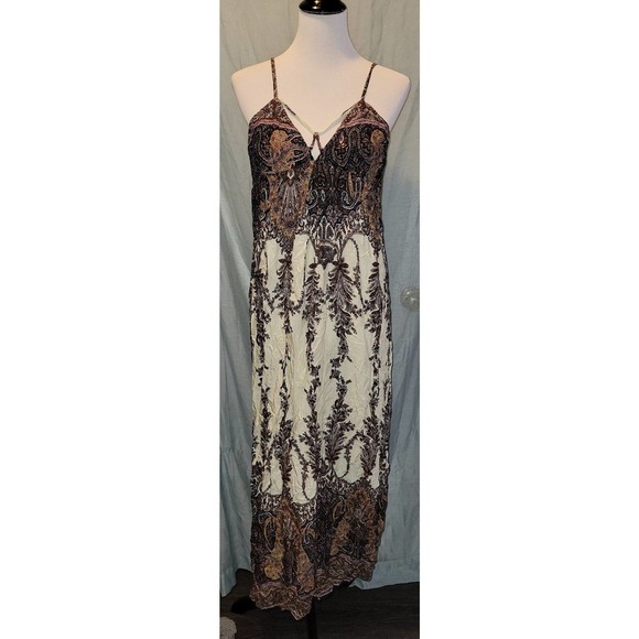 Maxi Dress 1xl boho brown and cream - Picture 1 of 3